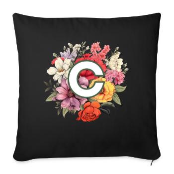 C Bouquet de monogramme - Housse de coussin décorative 45 x 45 cm - noir - Devant