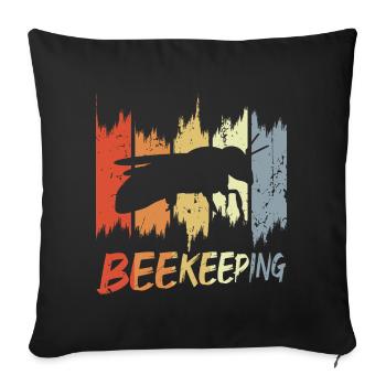 Apiculture vintage - Housse de coussin décorative 45 x 45 cm - noir - Devant