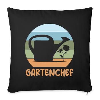 Gartenchef Gärtner retro Gießkanne Blumen Pflanze - Sofakissenbezug 45 x 45 cm - Schwarz - Vorne