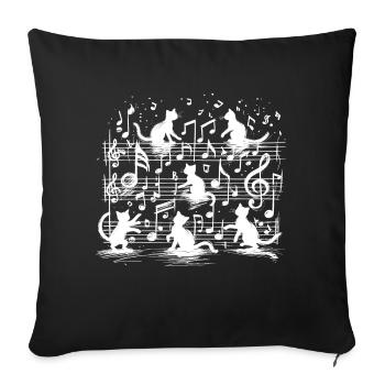 Chats et partition musicale. Musicisca compositeur - Housse de coussin décorative 45 x 45 cm - noir - Devant
