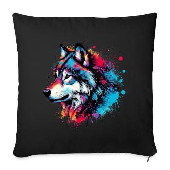 Loup - Housse de coussin décorative 45 x 45 cm - noir - Devant