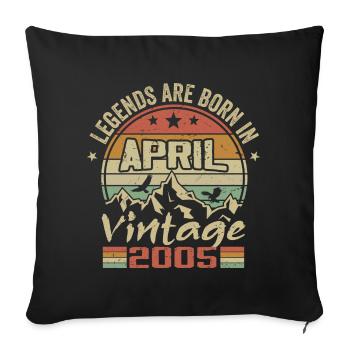 Born In April 2005 Vintage - April 2005 Gift - Sofa pillowcase 17,3'' x 17,3'' (45 x 45 cm) - black - Front