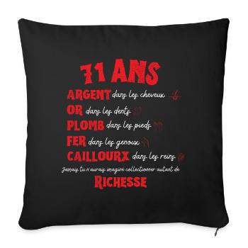 71 Year Old Birthday Woman Man Funny Gift Idea - Sofa pillowcase 17,3'' x 17,3'' (45 x 45 cm) - black - Front