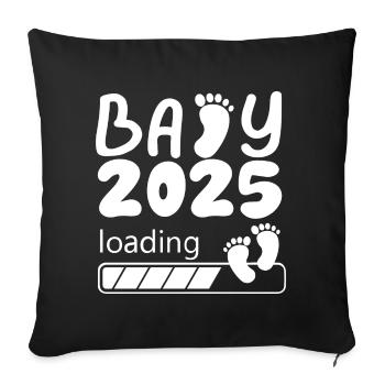 Baby 2025 loading, I'm going to be a mom in 2025 - Sofa pillowcase 17,3'' x 17,3'' (45 x 45 cm) - black - Front
