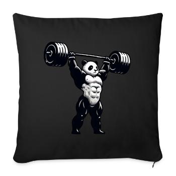 Starker Panda Gewichtheber - Sofakissenbezug 45 x 45 cm - Schwarz - Vorne