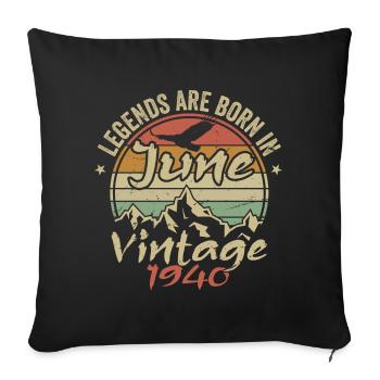 Anniversaire Juin 1940 né en Juin 1940 Rétro 1940 - Housse de coussin décorative 45 x 45 cm - noir - Devant