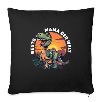 Dinosaurier Mama Beste Mama der Welt Spruch - Sofakissenbezug 45 x 45 cm - Schwarz - Vorne