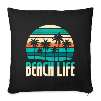 Bonheur de la vie à la plage - Housse de coussin décorative 45 x 45 cm - noir - Devant