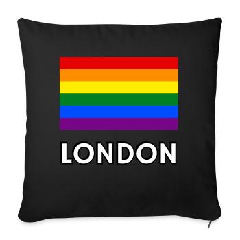 Drapeau de la fierté de Londres - Housse de coussin décorative 45 x 45 cm - noir - Devant