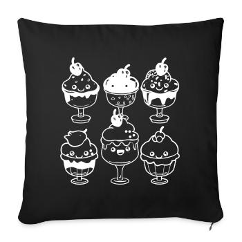 Look de dessin animé de crème glacée - Housse de coussin décorative 45 x 45 cm - noir - Devant