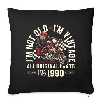 Cadeau d’anniversaire moto vintage vintage des années 1990 - Housse de coussin décorative 45 x 45 cm - noir - Devant