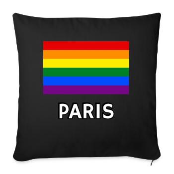 Pride Flagge Paris Schwul Regenbogen LGBTQ Queer Lesbe - Sofakissenbezug 45 x 45 cm - Schwarz - Vorne