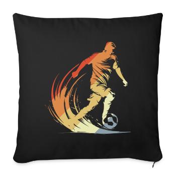Soccer Player Drawing Vintage Look - Sofa pillowcase 17,3'' x 17,3'' (45 x 45 cm) - black - Front