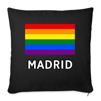 Drapeau de la fierté Madrid - Housse de coussin décorative 45 x 45 cm - noir - Devant