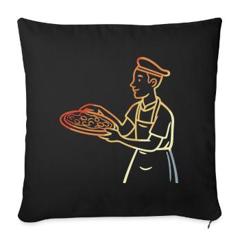 Vintage Pizzabäcker - Sofakissenbezug 45 x 45 cm - Schwarz - Vorne