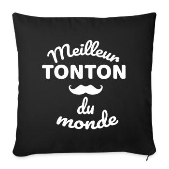 T-shirt Humoristique Meilleur Tonton - Housse de coussin décorative 45 x 45 cm - noir - Devant