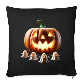 Fantômes de citrouille d’Halloween - Housse de coussin décorative 45 x 45 cm - noir - Devant