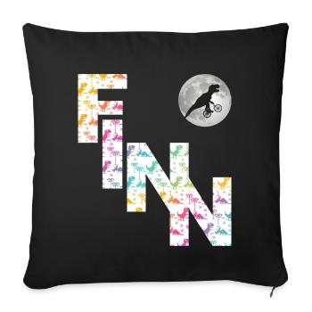 FINN - Schöner Jungen Name mit Dinosaurier - Sofakissenbezug 45 x 45 cm - Schwarz - Vorne