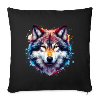 Wolf - Sofakissenbezug 45 x 45 cm - Schwarz - Vorne