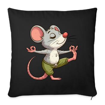 Maus Yoga Meditation Meditieren Balancieren - Sofakissenbezug 45 x 45 cm - Schwarz - Vorne