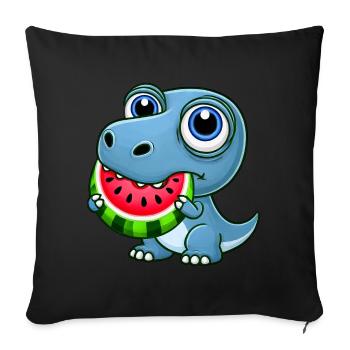 T-Rex Dinosaur with Melon Summer Cartoon - Sofa pillowcase 17,3'' x 17,3'' (45 x 45 cm) - black - Front
