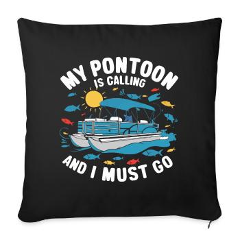 Pontonboot Kapitän Ponton Boote - Sofakissenbezug 45 x 45 cm - Schwarz - Vorne