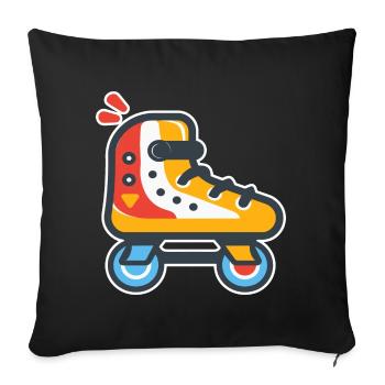 patins à roulettes look dessin animé - Housse de coussin décorative 45 x 45 cm - noir - Devant