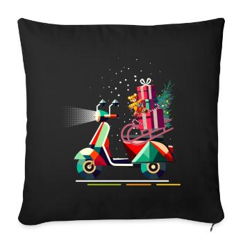 Christmas scooter with gifts for Christmas - Sofa pillowcase 17,3'' x 17,3'' (45 x 45 cm) - black - Front