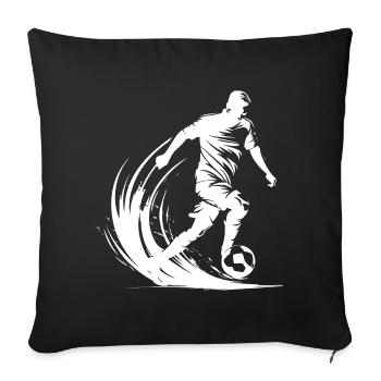 Graphique de joueur de football - Housse de coussin décorative 45 x 45 cm - noir - Devant