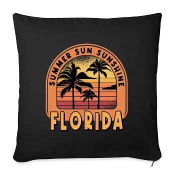 Florida USA Miami America Summer Palm Trees Beach - Sofa pillowcase 17,3'' x 17,3'' (45 x 45 cm) - black - Front