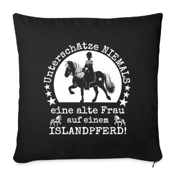 Islandpferd Tölt Reiterin Unterschätze nie - Sofakissenbezug 45 x 45 cm - Schwarz - Vorne