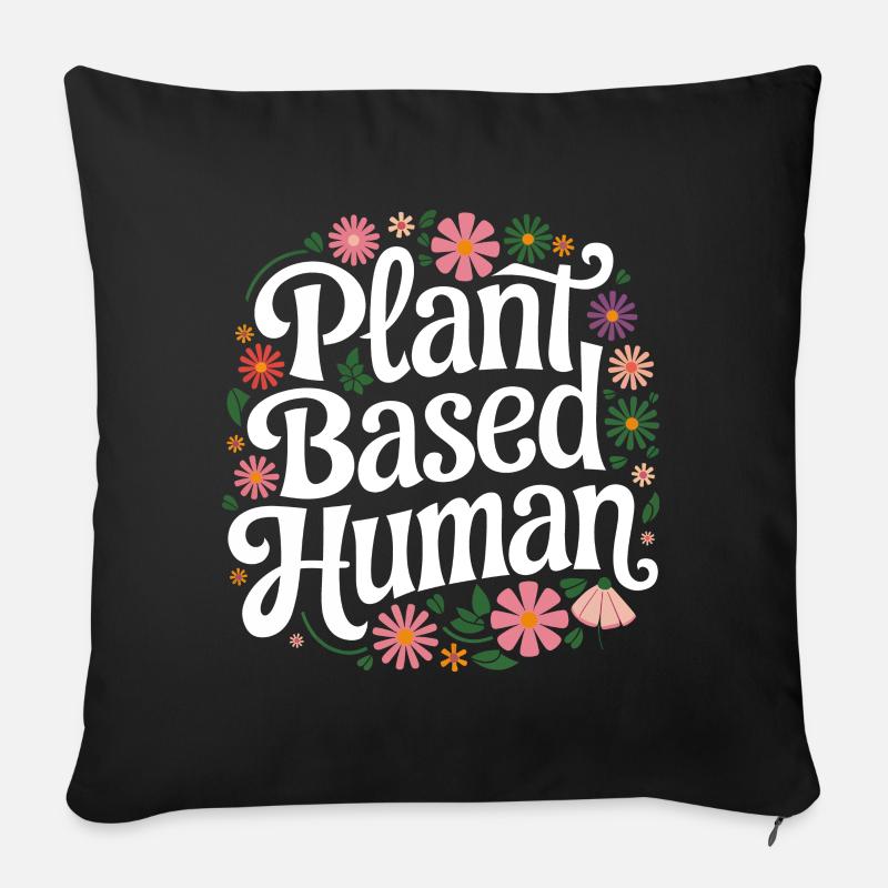 Vegetarisch Vegan Veggie Vegetarier - Sofakissenbezug 45 x 45 cm - Schwarz