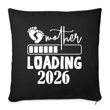 Mom Loading 2026 Pregnancy - Sofa pillowcase 17,3'' x 17,3'' (45 x 45 cm) - black - Front