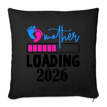 Mother Loading Annonce de grossesse 2026 - Housse de coussin décorative 45 x 45 cm - noir - Devant