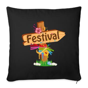 lovingly designed signpost in festival style - Sofa pillowcase 17,3'' x 17,3'' (45 x 45 cm) - black - Front