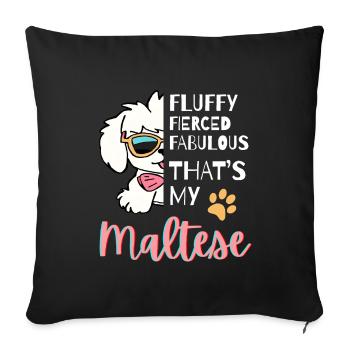 Proud Maltese Owner Design – Chien mignon et impertinent - Housse de coussin décorative 45 x 45 cm - noir - Devant