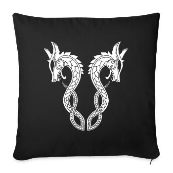 Dragon blanc à deux têtes - Housse de coussin décorative 45 x 45 cm - noir - Devant
