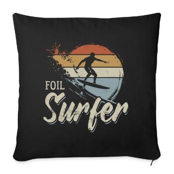 Foil Surfer - Wave - Surfer - Gift - Sofa pillowcase 17,3'' x 17,3'' (45 x 45 cm) - black - Front