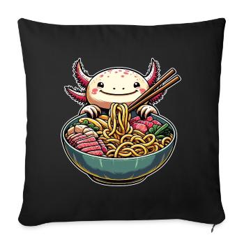 Axolotl with noodles ramen kawaii axolotl - Sofa pillowcase 17,3'' x 17,3'' (45 x 45 cm) - black - Front