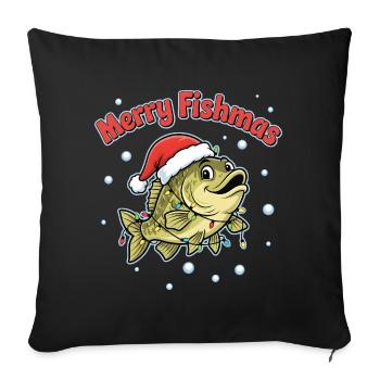 Merry Fishmas Funny Angler Saying Christmas - Sofa pillowcase 17,3'' x 17,3'' (45 x 45 cm) - black - Front