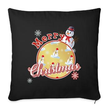 Merry Christmas English with Snowmen - Sofa pillowcase 17,3'' x 17,3'' (45 x 45 cm) - black - Front