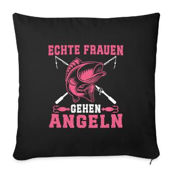 De vraies femmes vont à la pêche - Housse de coussin décorative 45 x 45 cm - noir - Devant