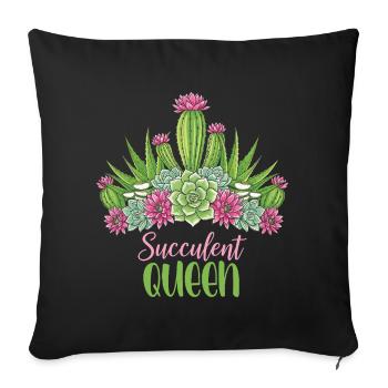 Plantes Succulentes Reine Cactus Femmes - Housse de coussin décorative 45 x 45 cm - noir - Devant