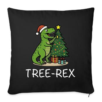 Tree-Rex – Dino Weihnachtsmotiv T-Rex - Sofakissenbezug 45 x 45 cm - Schwarz - Vorne