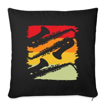 Saxophone Saxophonist Musical Instrument - Sofa pillowcase 17,3'' x 17,3'' (45 x 45 cm) - black - Front