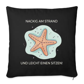 Naked on the beach – Funny starfish saying - Sofa pillowcase 17,3'' x 17,3'' (45 x 45 cm) - black - Front