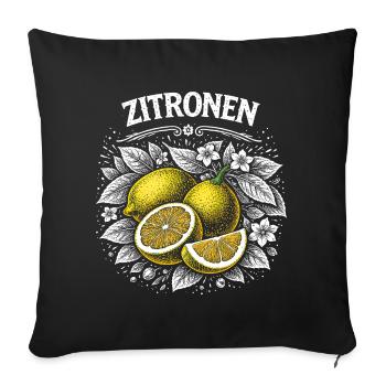 Lemon Power – Retro Fruit Illustration - Sofa pillowcase 17,3'' x 17,3'' (45 x 45 cm) - black - Front