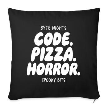 Byte Nächte: Code Pizza Horror - Sofakissenbezug 45 x 45 cm - Schwarz - Vorne