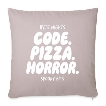 Byte Nächte: Code Pizza Horror - Sofakissenbezug 45 x 45 cm - helles Taupe - Vorne