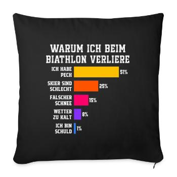 Biathlon : Pourquoi je perds en biathlon - Housse de coussin décorative 45 x 45 cm - noir - Devant